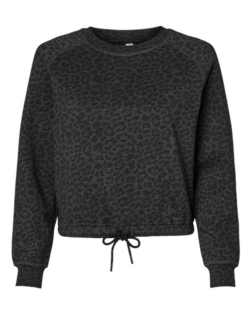 Women's Relaxed 3-End Boxy Fleece Crewneck Sweatshirt - Black Leopard
