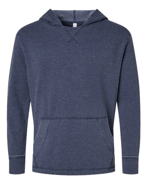 Unisex Vintage Wash Fleece Hoodie Sweatshirt - Washed Navy