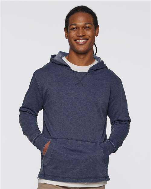 Unisex Vintage Wash Fleece Hoodie Sweatshirt - Washed Navy