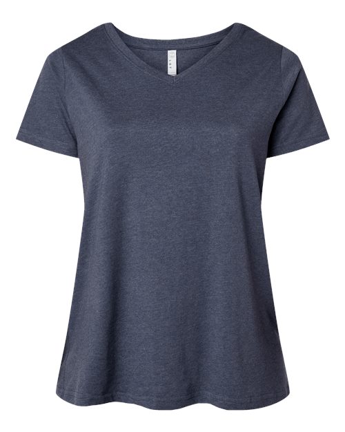 Women's Curvy Collection Fine Jersey V-Neck Tee - Vintage Denim