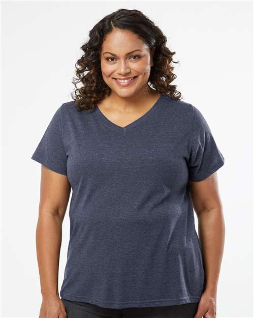 Women's Curvy Collection Fine Jersey V-Neck Tee - Vintage Denim