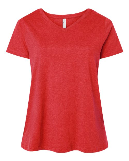 Women's Curvy Collection Fine Jersey V-Neck Tee - Vintage Red