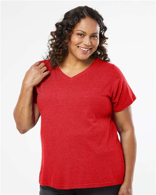 Women's Curvy Collection Fine Jersey V-Neck Tee - Vintage Red
