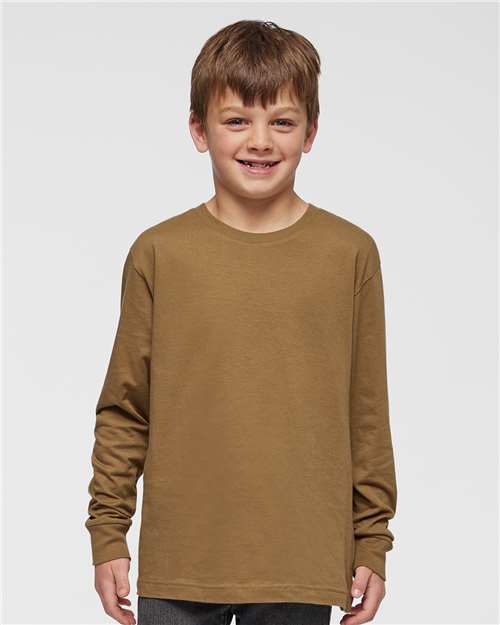 Youth Fine Jersey Long Sleeve Tee - Coyote Brown