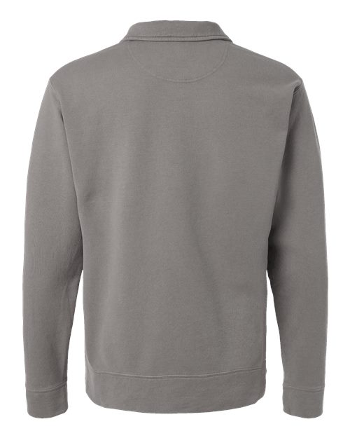 Unisex Garment-Dyed Polo Collar Sweatshirt - Concrete Grey