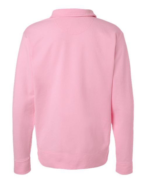 Unisex Garment-Dyed Polo Collar Sweatshirt - Cotton Candy