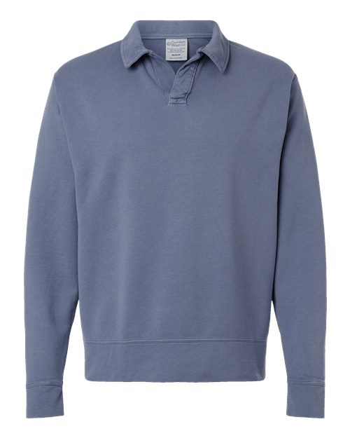 Unisex Garment-Dyed Polo Collar Sweatshirt - Saltwater