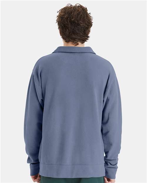 Unisex Garment-Dyed Polo Collar Sweatshirt - Saltwater