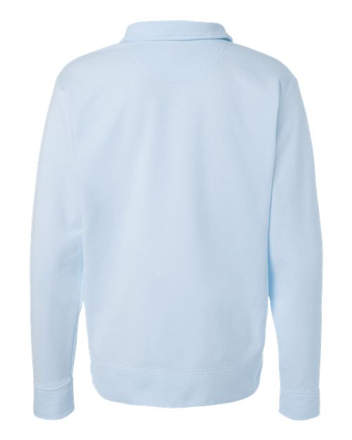 Unisex Garment-Dyed Polo Collar Sweatshirt - Soothing Blue