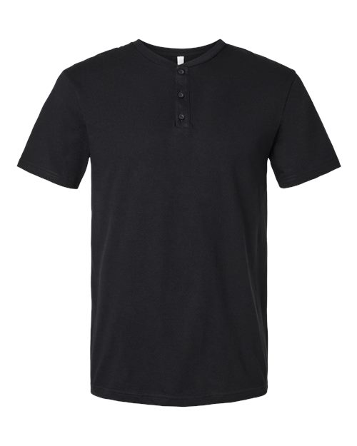 Unisex CVC Henley Tee - Black