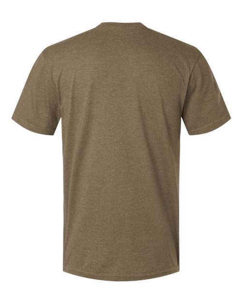 Unisex CVC Henley Tee - Heather Army