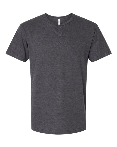 Unisex CVC Henley Tee - Heather Charcoal