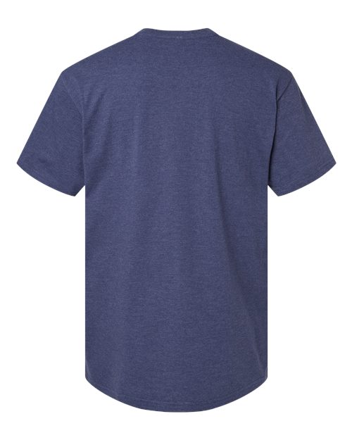 Unisex CVC Henley Tee - Heather Indigo