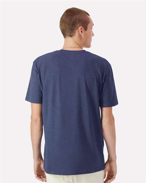 Unisex CVC Henley Tee - Heather Indigo