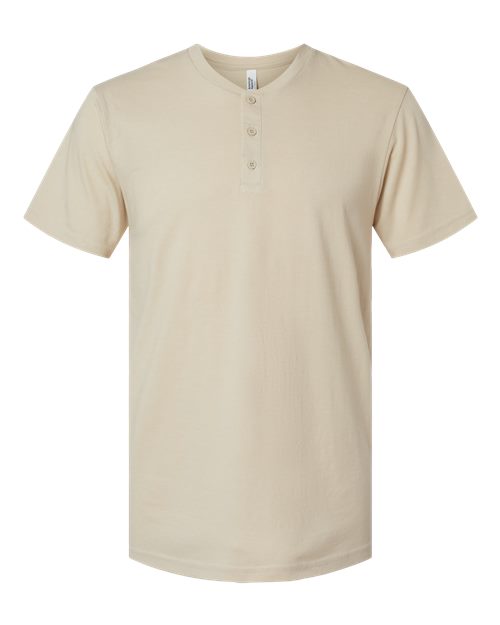 Unisex CVC Henley Tee - Heather Bone