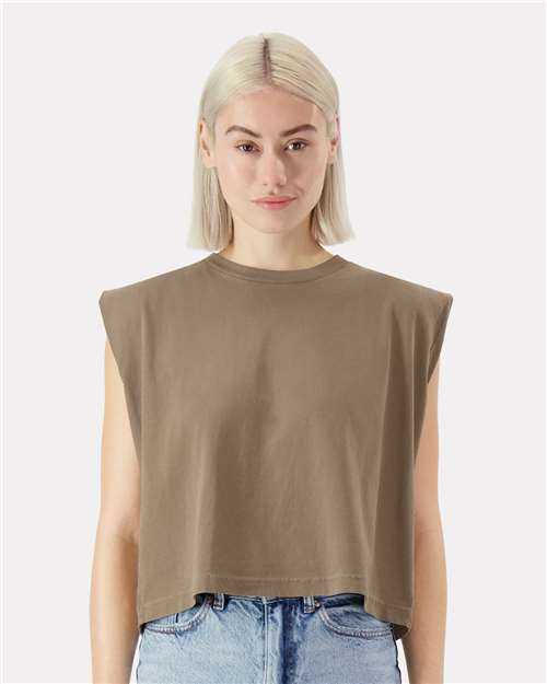 Women's Garment-Dyed Heavyweight Muscle Tee - Faded Brown
