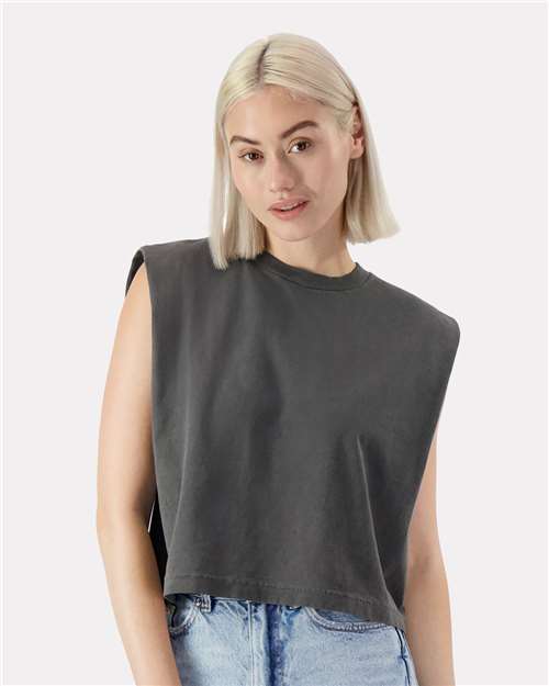 Women's Garment-Dyed Heavyweight Muscle Tee - Faded Black