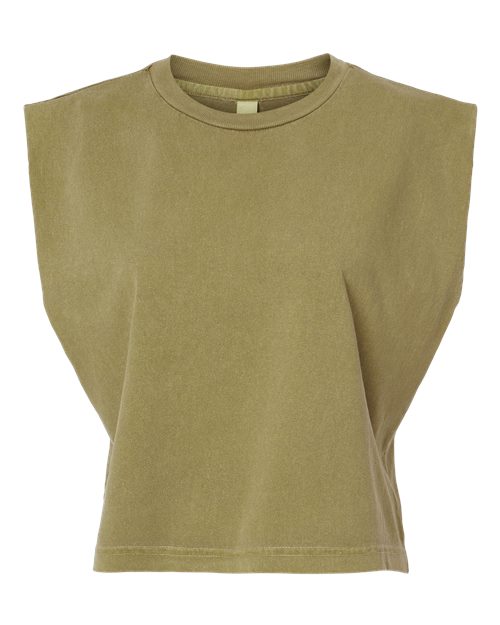 Women's Garment-Dyed Heavyweight Muscle Tee - Faded Army
