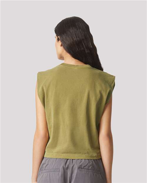 Women's Garment-Dyed Heavyweight Muscle Tee - Faded Army