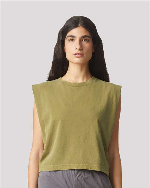 Women's Garment-Dyed Heavyweight Muscle Tee - Faded Army