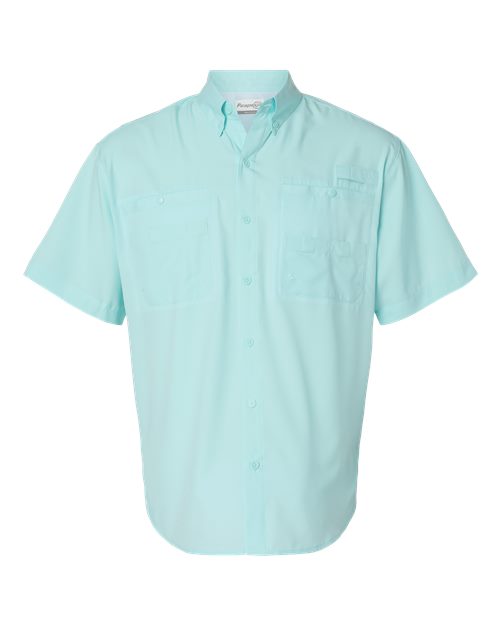 Men's Hatteras Performance Short Sleeve Fishing Shirt - Aqua Blue
