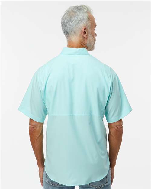 Men's Hatteras Performance Short Sleeve Fishing Shirt - Aqua Blue