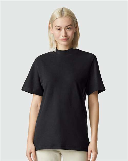 Unisex Pique Mockneck Tee - Black