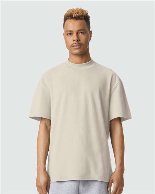 Unisex Pique Mockneck Tee - Bone