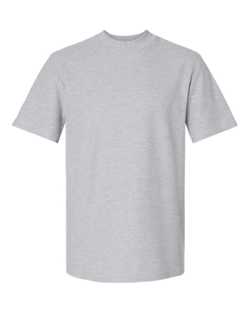 Unisex Pique Mockneck Tee - Heather Grey