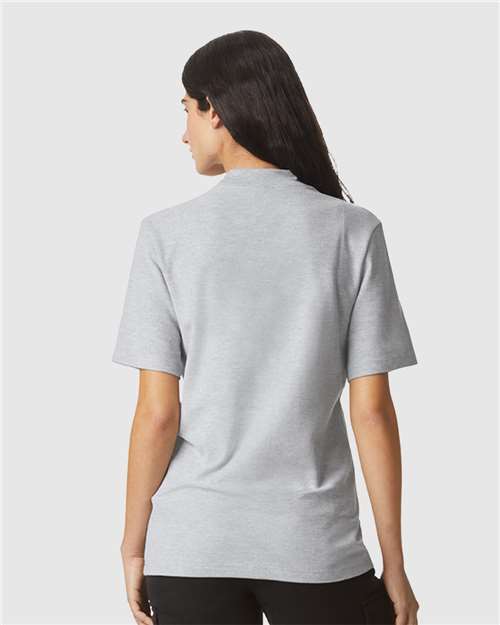 Unisex Pique Mockneck Tee - Heather Grey