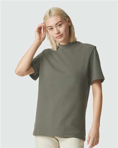 Unisex Pique Mockneck Tee - Lieutenant