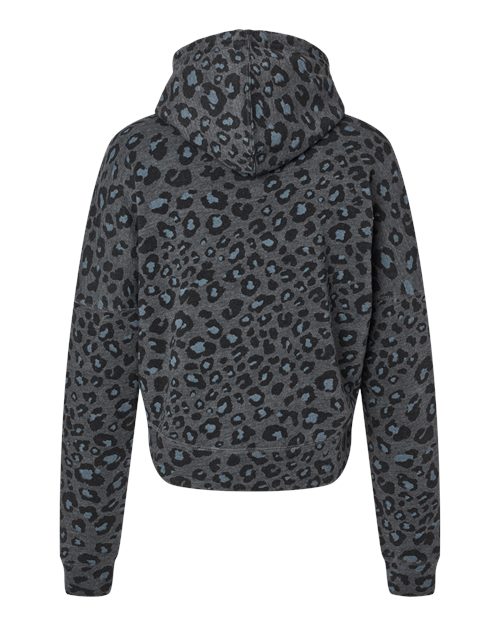 Women's Crop Hooded Sweatshirt - Black Leopard Triblend