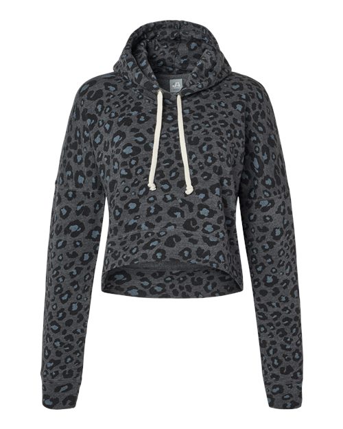 Women's Crop Hooded Sweatshirt - Black Leopard Triblend