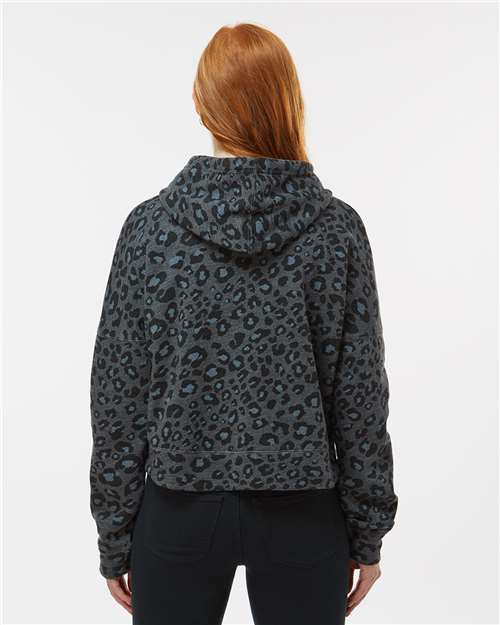 Women's Crop Hooded Sweatshirt - Black Leopard Triblend