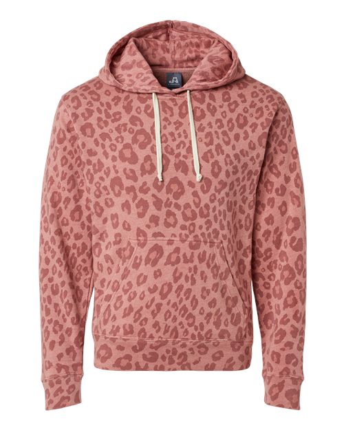 Men's Triblend Fleece Hooded Sweatshirt - Dusty Rose Leopard Triblend