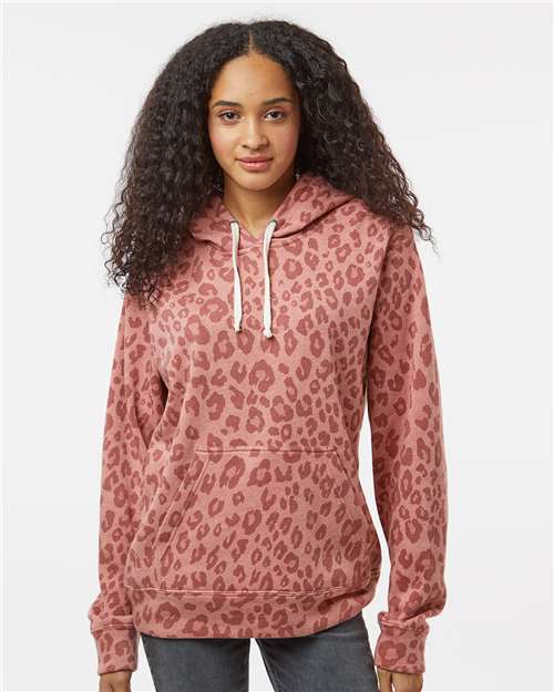 Men's Triblend Fleece Hooded Sweatshirt - Dusty Rose Leopard Triblend