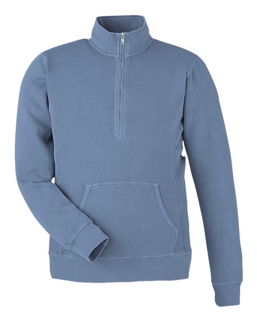 Unisex Pigment-Dyed Fleece Quarter-Zip Pullover - Denim