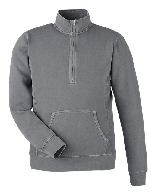 Unisex Pigment-Dyed Fleece Quarter-Zip Pullover - Lead