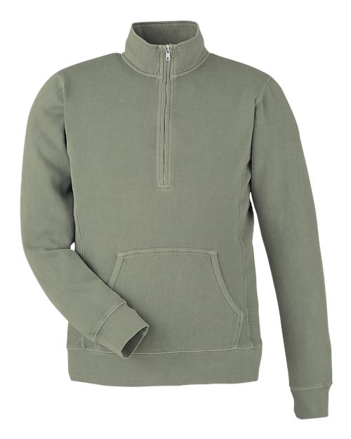 Unisex Pigment-Dyed Fleece Quarter-Zip Pullover - Spruce