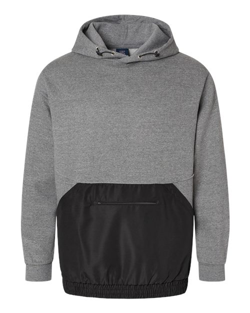 Unisex Mixed Media Hooded Sweatshirt - Graphite/ Black