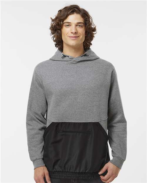 Unisex Mixed Media Hooded Sweatshirt - Graphite/ Black