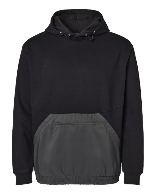 Unisex Mixed Media Hooded Sweatshirt - Black/ Charcoal