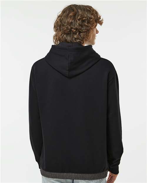 Unisex Mixed Media Hooded Sweatshirt - Black/ Charcoal