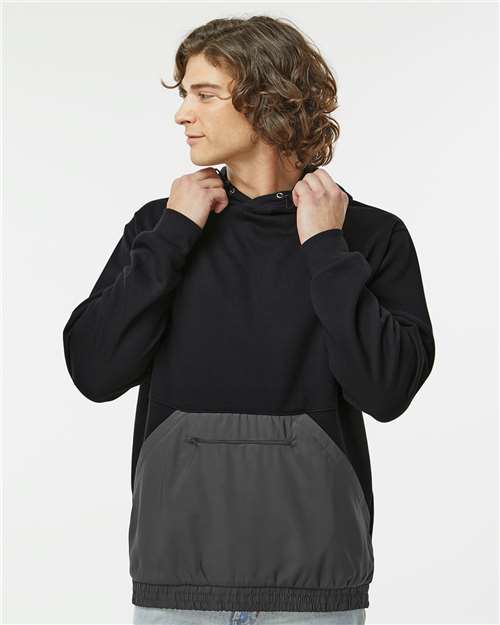 Unisex Mixed Media Hooded Sweatshirt - Black/ Charcoal