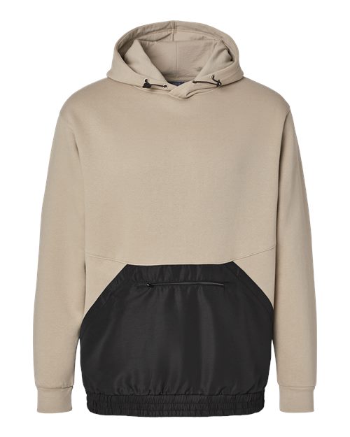 Unisex Mixed Media Hooded Sweatshirt - Atmosphere/ Black