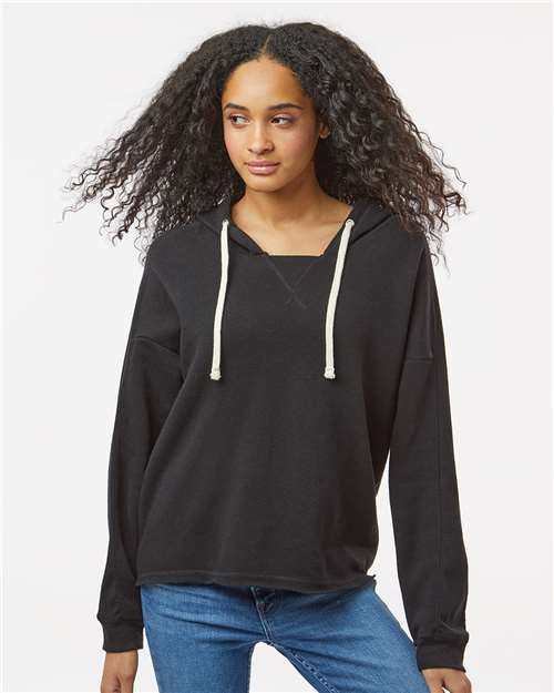 Women's Angel Fleece Crop Hooded Sweatshirt - Black