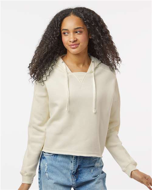 Women's Angel Fleece Crop Hooded Sweatshirt - Ecru