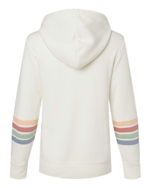 Women's Striped Sleeves Full-Zip Hooded Sweatshirt - Ivory