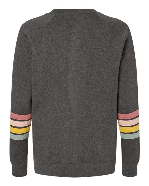 Women's Striped Sleeves Crewneck Sweatshirt - Charcoal