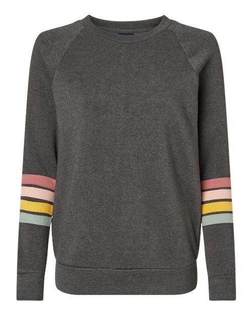 Women's Striped Sleeves Crewneck Sweatshirt - Charcoal